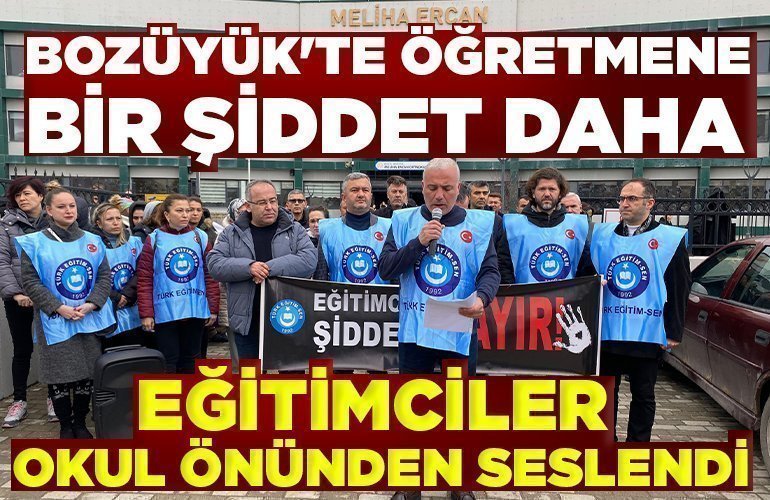EĞİTİMCİLER OKUL ÖNÜNDEN SESLENDİ