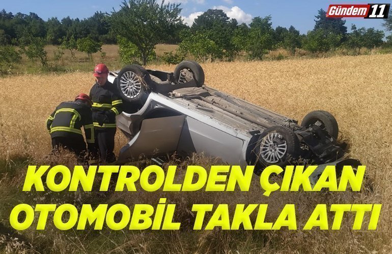 Kontrolden çıkan otomobil takla attı