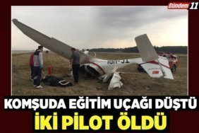 Komşuda Eğitim uçağı düştü iki pilot öldü