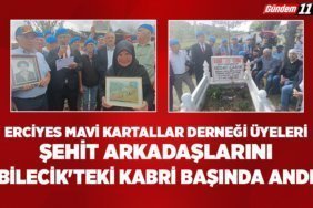 Erciyes Mavi Kartallar Derneği üyeleri şehit arkadaşlarını Bilecik'teki kabri başında andı