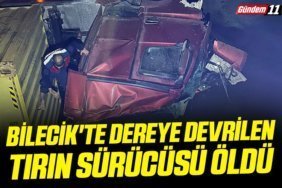 Bilecik'te dereye devrilen tırın sürücüsü öldü