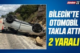 Bilecik'te otomobil devrildi