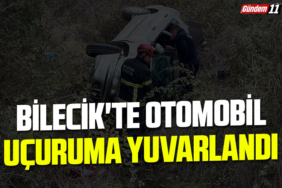 Bilecik'te otomobil uçuruma yuvarlandı