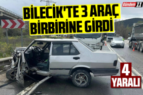 Bilecik'te 3 Araç Birbirine Girdi