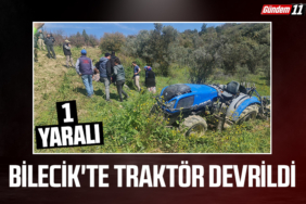Bilecik'te Traktör Devrildi