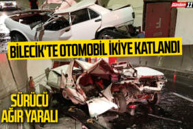Bilecik'te Otomobil ikiye katlandı