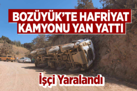 Bozüyük’te Hafriyat Kamyonu Çukura Düştü