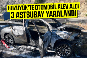 Bozüyük'te Otomobil alev aldı, 3 astsubay yaralandı