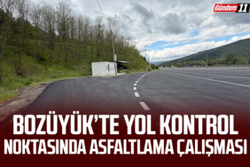 Bozüyük’te Yol Kontrol Noktasında Asfaltlama Çalışması